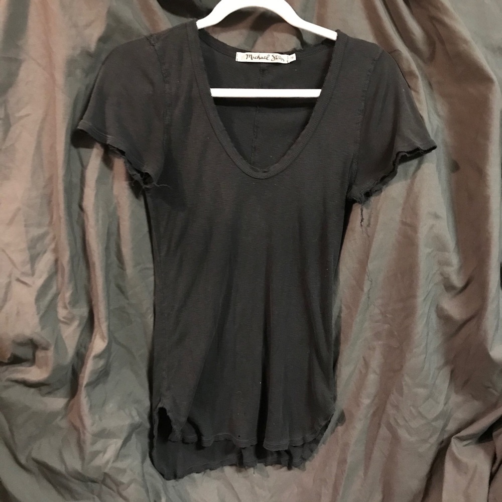 Michael Stars distressed faded black t